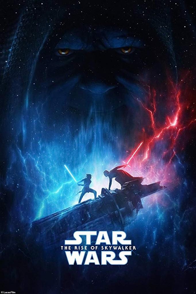 star wars the rise of skywalker poster with palpatine in the background