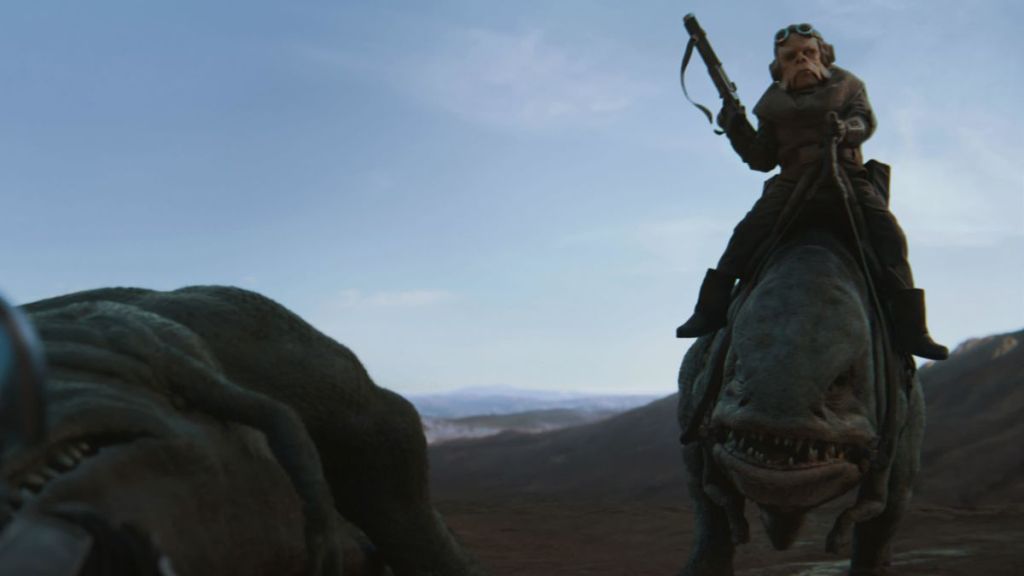 Blurrgs are the two legged creatures that Kuiil rides around Arvala-7