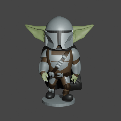 The child dressed up in Mandalorian armor. 