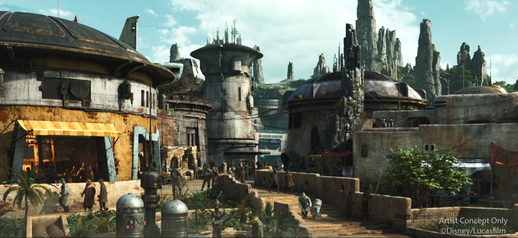 Black Spire Outpost is the village in Batuu. Here you will find shops for clothes, toys, trinkets, and much more, as well as, a place to eat and get yourself blue or green milk or see some landspeeders in a shop. There are plenty of things to see and do here. 